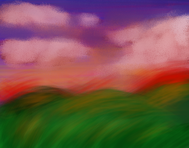 A painting of a sunset